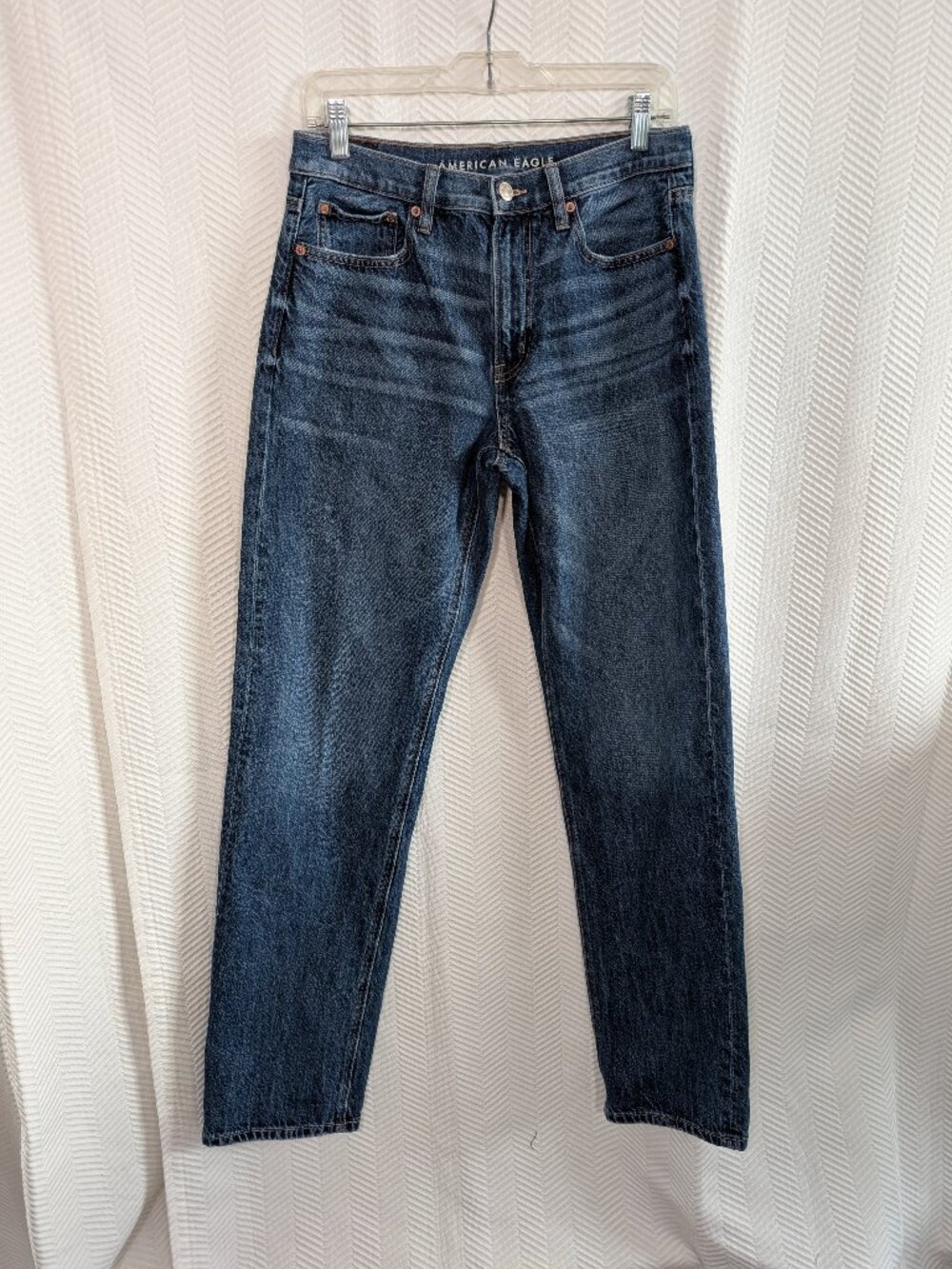 American Eagle Low Rise Baggy Straight Jeans Comfort Stretch Waistband Size 4